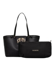 LOVE MOSCHINO OVAL FRIEZE Sacoche avec pochette Noir - Sacs pour Femme - 1