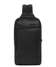 PIQUADRO CRONUS Sac &agrave; dos en cuir &agrave; une &eacute;paule Noir - Sacs &agrave; dos pour ordinateur portable - 1