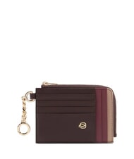 PIQUADRO CIRCLE Porte-cartes / porte-cl&eacute;s en cuir bordeaux/rose - Portefeuilles Homme - 1