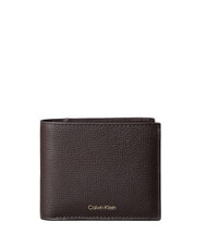 CALVIN KLEIN PREMIUM LEATHER portefeuille en cuir brun fonc&eacute; - Portefeuilles Homme - 1