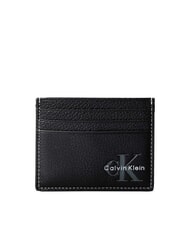 CALVIN KLEIN BOLD PEBBLE porte-cartes en cuir sur noir - Portefeuilles Homme - 1