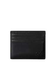 CALVIN KLEIN BOLD CK SUEDE porte-cartes en cuir plat sur noir - Portefeuilles Homme - 1