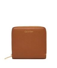 CALVIN KLEIN EMBOSSED LOGO Petit portefeuille zipp&eacute; ocre naturelle - Portefeuilles Femme - 1
