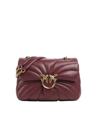PINKO LOVE PUFF CLASSIC Sac bandouli&egrave;re en cuir nappa groseille intense-or antique - Sacs pour Femme - 1