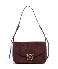 PINKO LOVE SATCHEL Sac bandouli&egrave;re en cuir su&eacute;d&eacute; Bourgogne or antique - Sacs pour Femme - 1