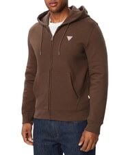 GUESS JEANS SLIM MINI Sweat &agrave; capuche zipp&eacute; caf&eacute; noir - Pulls molletonn&eacute;s - 1