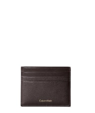 CALVIN KLEIN PREMIUM LEATHER porte-cartes en cuir plat brun fonc&eacute; - Portefeuilles Homme - 1