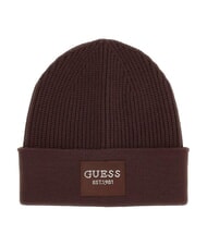 GUESS KNITTED Chapeau &agrave; revers brun amer - Bonnets - 1