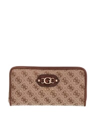 GUESS SAMANTHA Grand portefeuille zipp&eacute; logo latte / marron - Portefeuilles Femme - 1