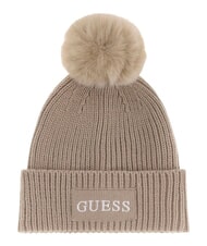 GUESS AMORETTE KNITTED Chapeau &agrave; pompons taupe - Bonnets - 1