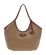 GUESS SAMANTHA sac bandouli&egrave;re logo latte / marron - Sacs pour Femme - 1