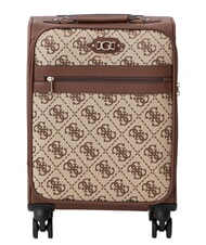 GUESS SAMANTHA 18 chariot &agrave; bagages &agrave; main logo latte / marron - Valises cabine - 1