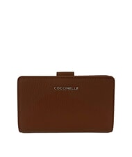 COCCINELLE METALLIC SOFT Portefeuille en cuir textur&eacute; Cognac - Portefeuilles Femme - 1