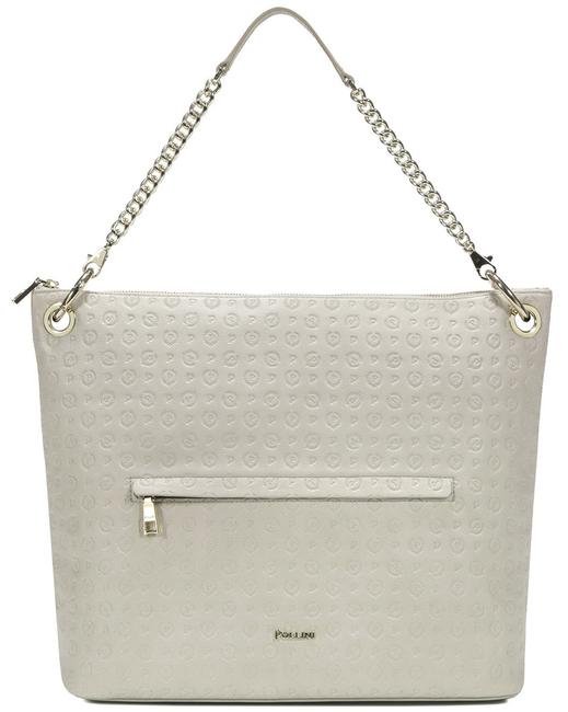 POLLINI Embossed Heritage Sac port&eacute; &eacute;paule muni d'une bandouli&egrave;re et d'un porte-cl&eacute;s ICE - Sacs pour Femme