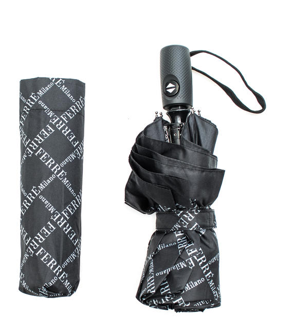 FERRÈ Parapluie FERRÃˆ Ouverture et fermeture automatique, Logo all over Noir - Parapluies
