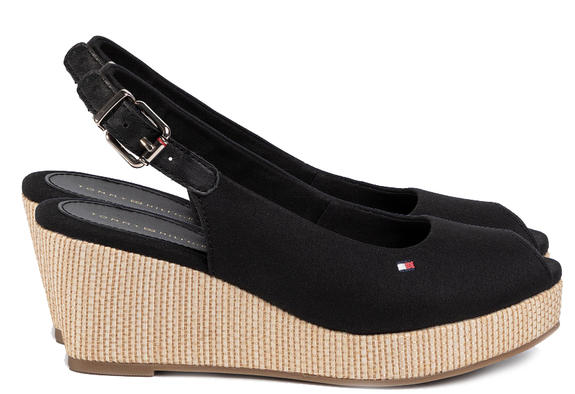 TOMMY HILFIGER TOMMY HILFIGHER Elba Sandales compensées NOIR - Chaussures Femme