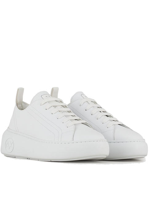 ARMANI EXCHANGE SUPER ACTION Baskets en cuir avec plateforme OP BLANC - Chaussures Femme