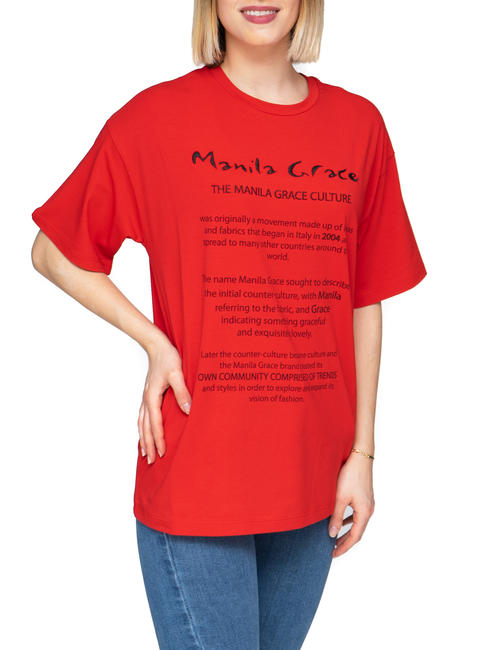 MANILA GRACE  T-shirt avec imprimé ROUGE - T-shirt