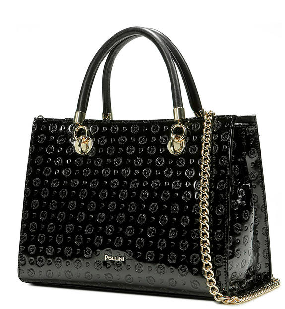 Embossed Heritage Sac &agrave; main bandouli&egrave;re en cuir verni Noir - Sacs pour Femme