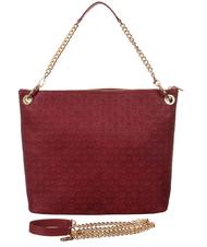 POLLINI Embossed Heritage Sac port&eacute; &eacute;paule muni d'une bandouli&egrave;re et d'un porte-cl&eacute;s Bordeaux - Sacs pour Femme - 3