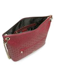 POLLINI Embossed Heritage Sac port&eacute; &eacute;paule muni d'une bandouli&egrave;re et d'un porte-cl&eacute;s Bordeaux - Sacs pour Femme - 5