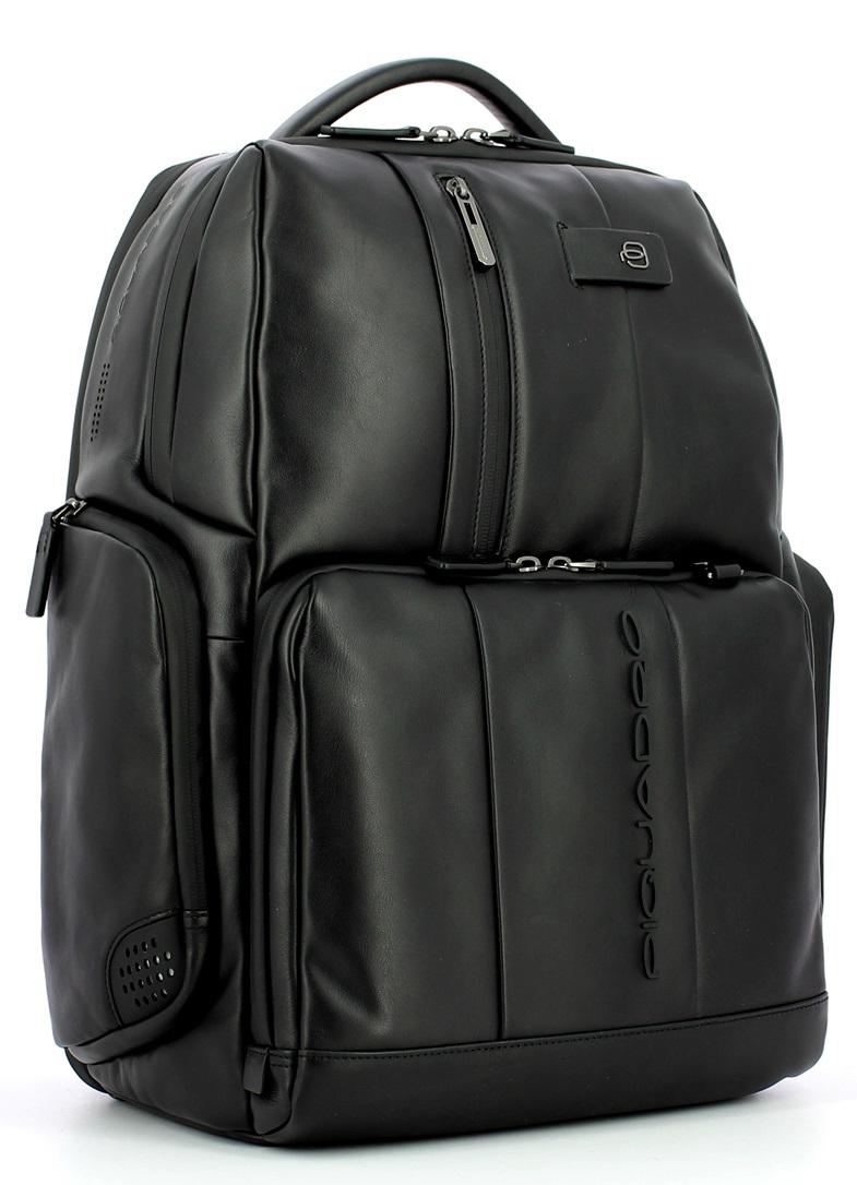 Sac à Ordinateur 15,6 Pouces Piquadro - Tissu Recyclé Et Cuir - Protection Antichoc Et RFID - Compartiment IPad Intégré