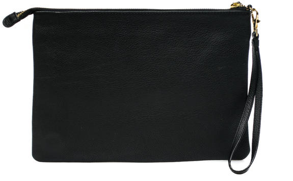  Pochette &agrave; revers, en cuir NOIR - Sacs pour Femme