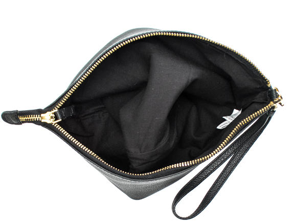 Pochette &agrave; revers, en cuir NOIR - Sacs pour Femme