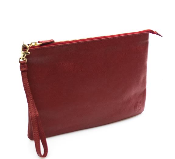  Pochette à revers, en cuir ROUGE - Sacs pour Femme