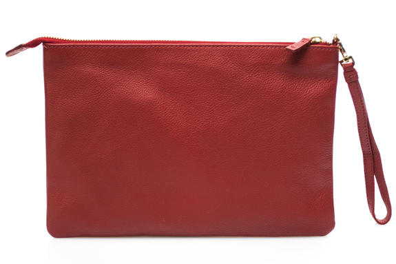  Pochette à revers, en cuir ROUGE - Sacs pour Femme
