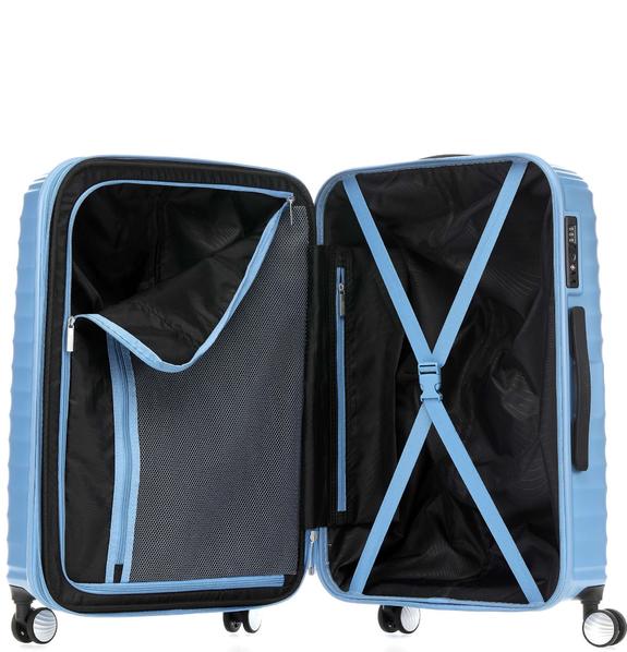 Valise Ligne JETGLAM, taille moyenne, extensible POUDRE M&Eacute;TALLIQUE BLEU - Valises Rigides