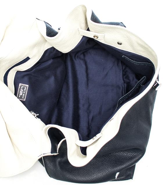 Delacroix - Sac cabas en cuir grain&eacute; bleu - Sacs pour Femme
