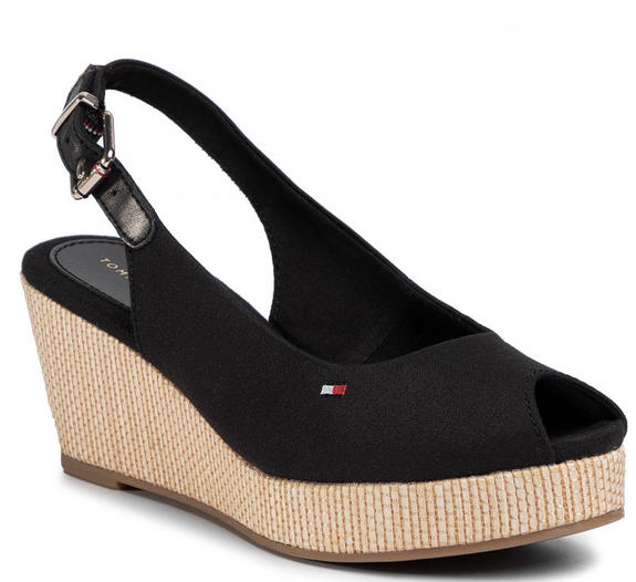 TOMMY HILFIGHER Elba Sandales compens&eacute;es NOIR - Chaussures Femme