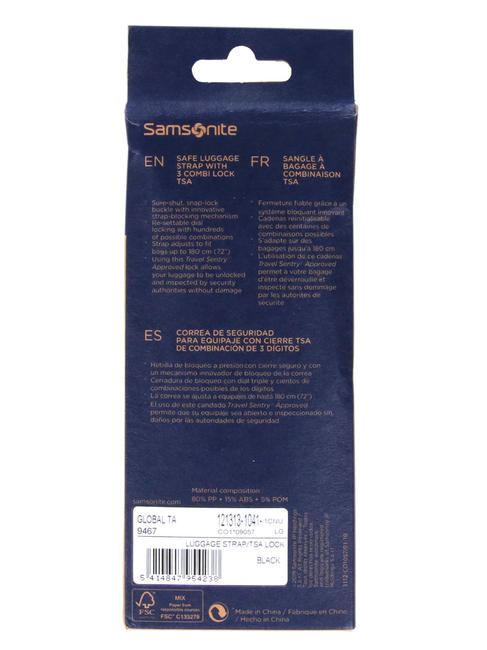  Sangle de bagage GLOBAL TRAVEL TSA, avec combinaison NOIR - Accessoires Voyage