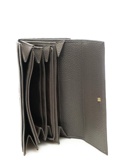  Portefeuille compact en cuir tourterelle - Portefeuilles Femme