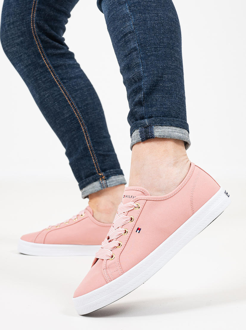 Tommy Hilfiger Baskets Essential En Toile Rose Apaisante Achetez A Prix Outlet