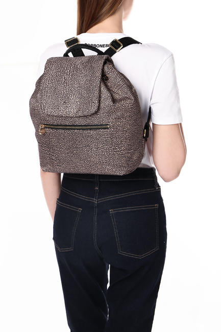 BORBONAIS Sac &agrave; dos moyen en tissu OP / NATUREL / NOIR - Sacs pour Femme