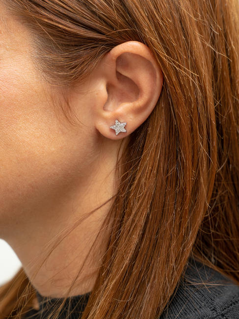 STELLA Boucles d'oreilles avec zircone cubique ACIER - Boucles d'oreilles