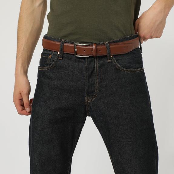 Ceinture CLASSIC, en cuir grain&eacute; COGNAC - Ceintures