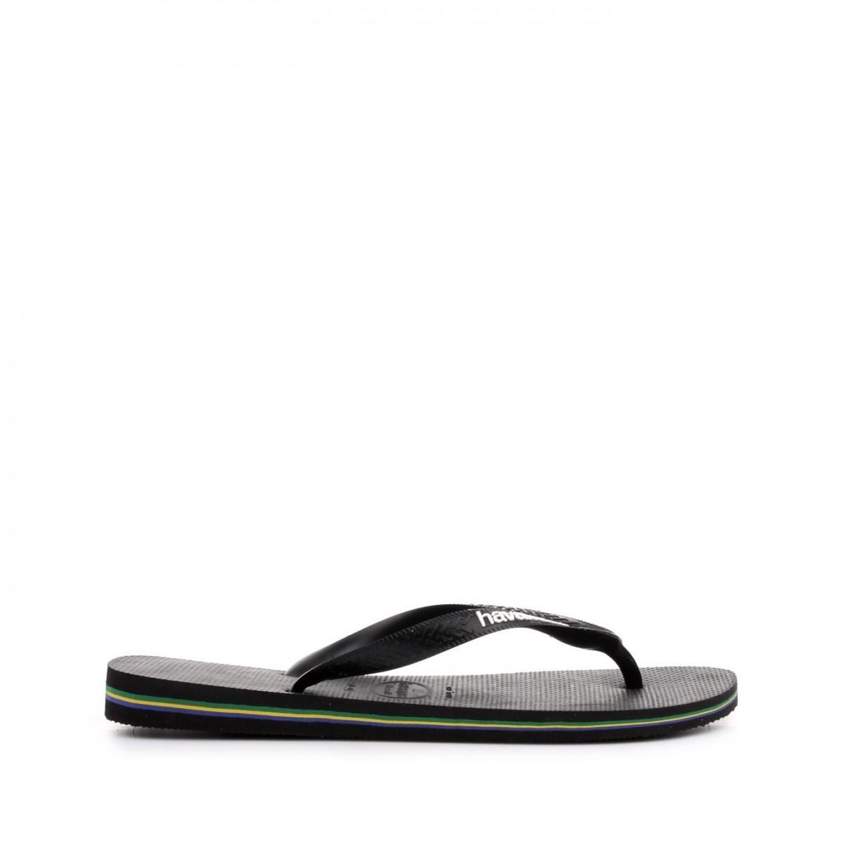 Havaianas Brasil Logo Les Tongs Pour Hommes Noir Noir Achetez