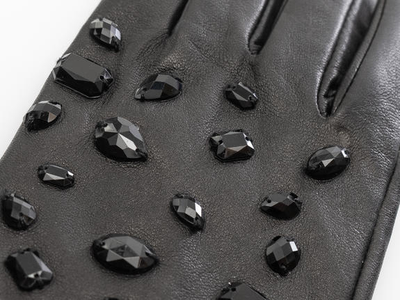 guanto in pelle con strass  Noir - Gants