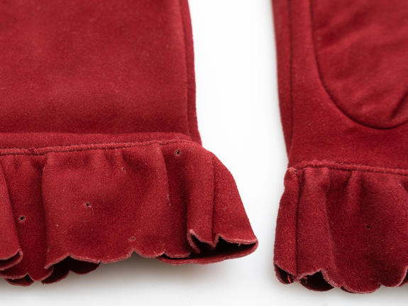 guanto con rouche in suede  Bordeaux - Gants