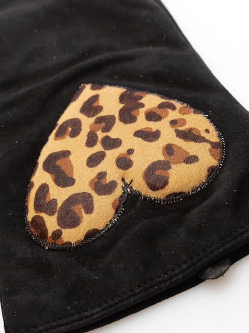 guanto con cuore a contrasto in pelle suede  Noir - Gants