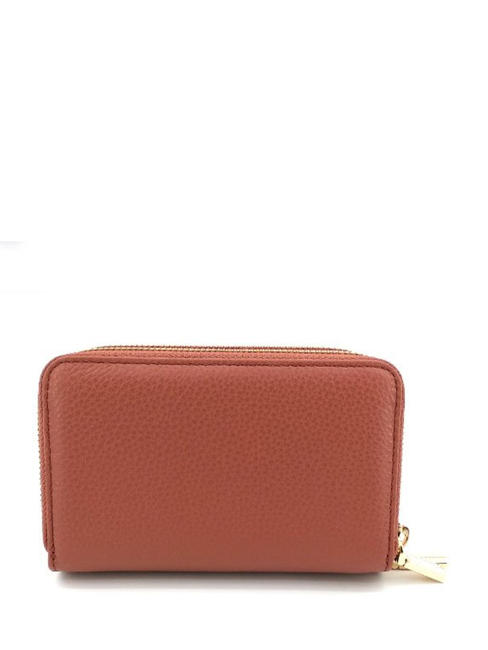 METALLIC SOFT Portefeuille moyen zipp&eacute; en cuir cannelle - Portefeuilles Femme