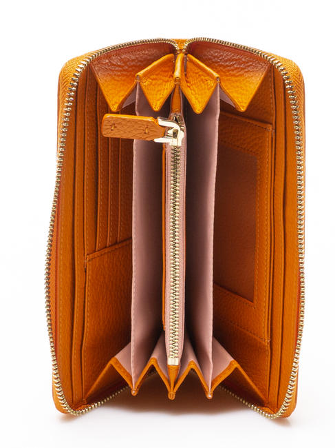 METALLIC SOFT Grand portefeuille zipp&eacute; Gingembre - Portefeuilles Femme