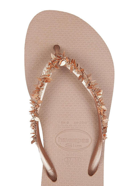 SLIM LEAVES Tongs rose / or - Chaussures Femme