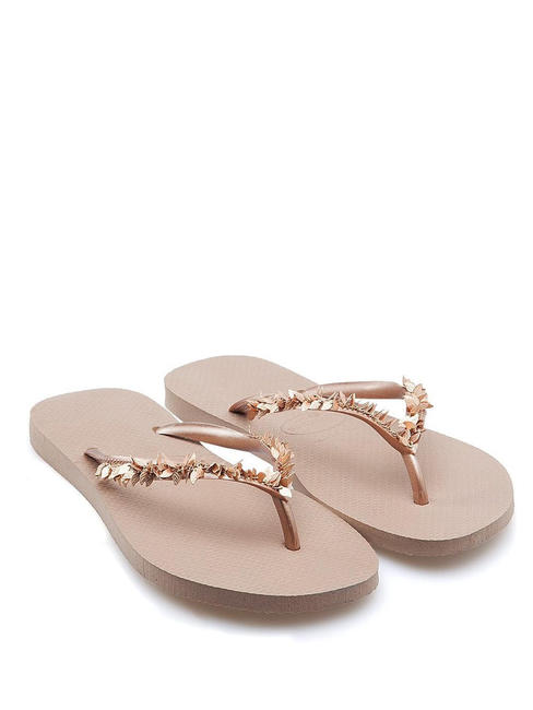 SLIM LEAVES Tongs rose / or - Chaussures Femme