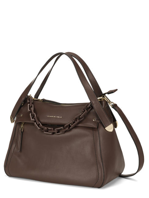 POLLICINO Sac avec bandouli&egrave;re en cuir MARRON - Sacs pour Femme