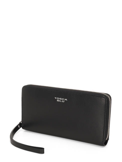 BASIC Grand portefeuille zipp&eacute; en cuir Noir - Portefeuilles Femme