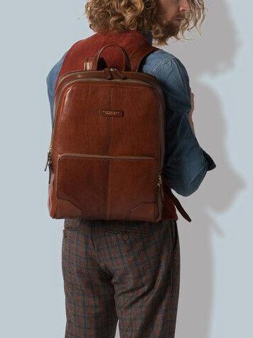 VESPUCCI Sac à dos pour ordinateur portable en cuir MARRON - Sacs à dos pour ordinateur portable